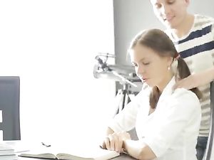 Cock Swallowing Schoolgirl Bends Over His Table For Dick